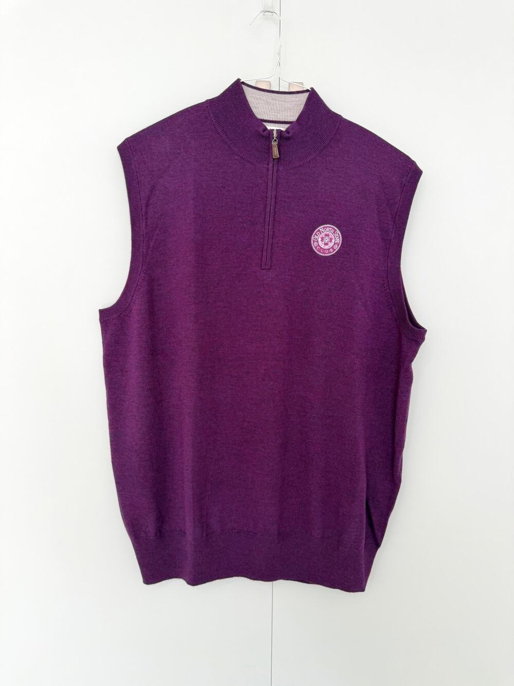 PETER MILLAR Men's 100% Merino Wool 1/4-Zip Sweater Vest Purple MF15S54